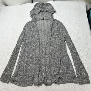 BDG Women's Medium Heather Gray Long Sleeve Open Front Cardigan Hooded Knit